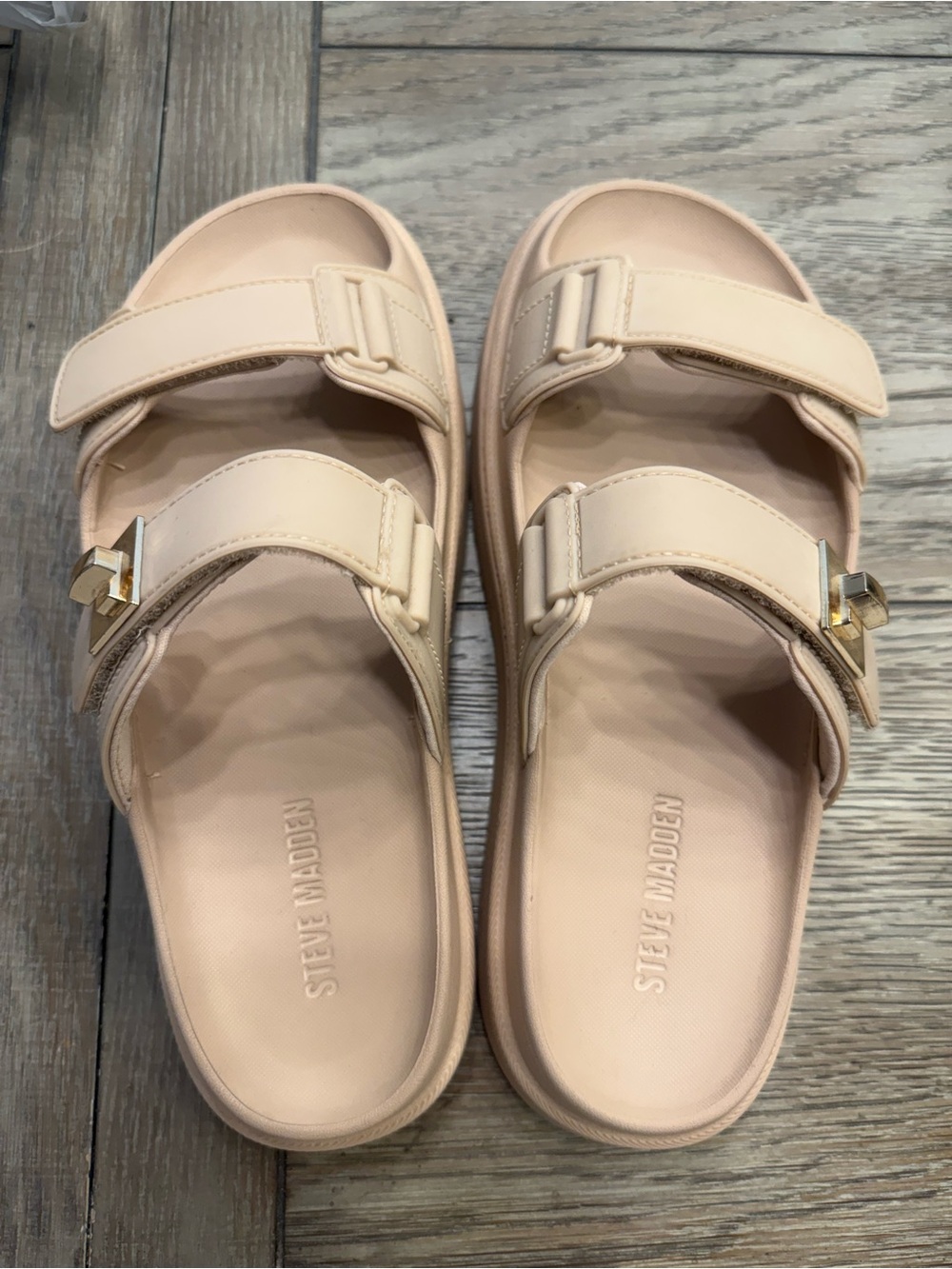 Steve Madden Bigschmona Natural Jelly Slide Sandals